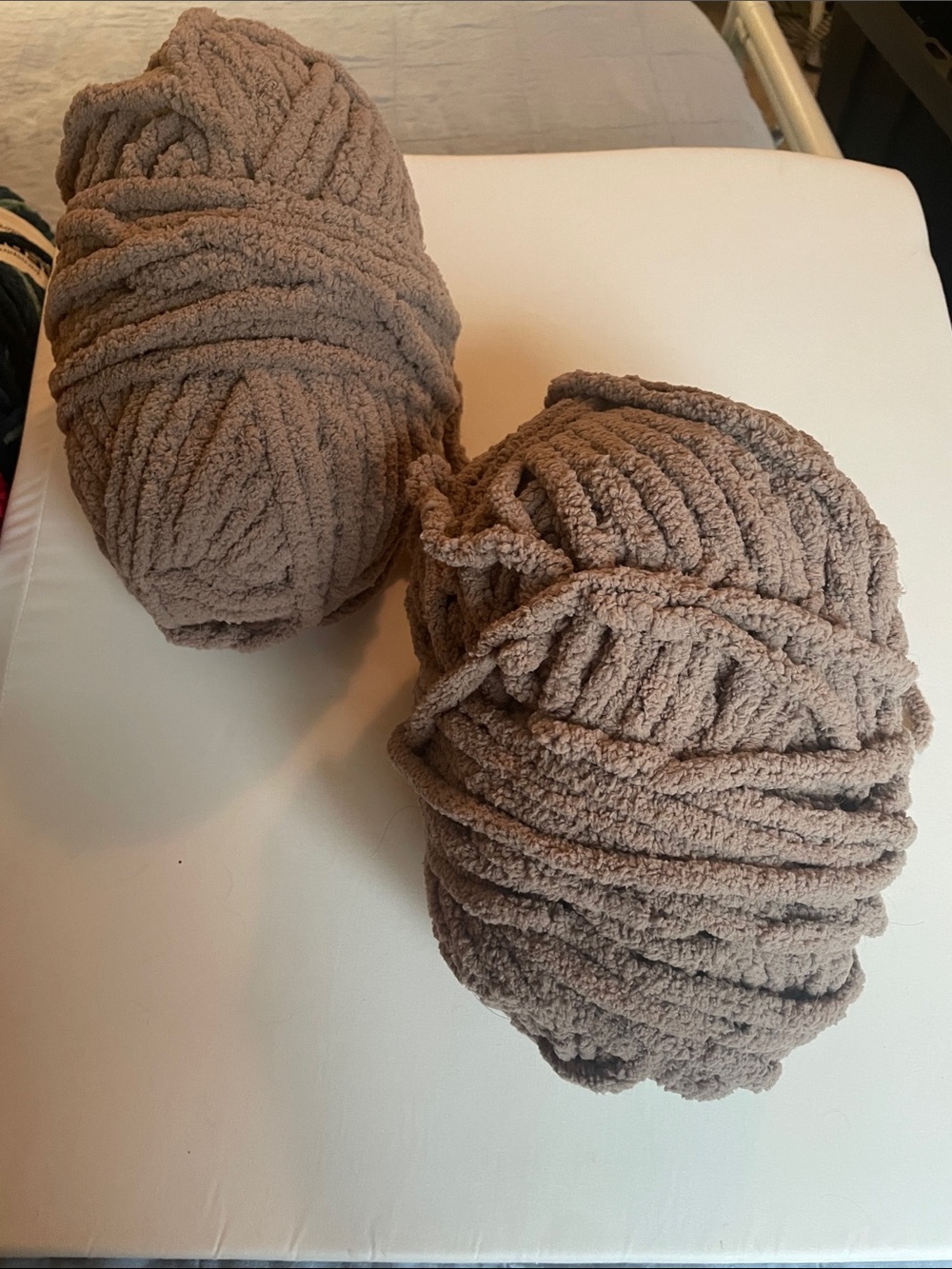 Plush Chenille Yarn Skeins in Taupe - Soft Home Accent Craft Yarn